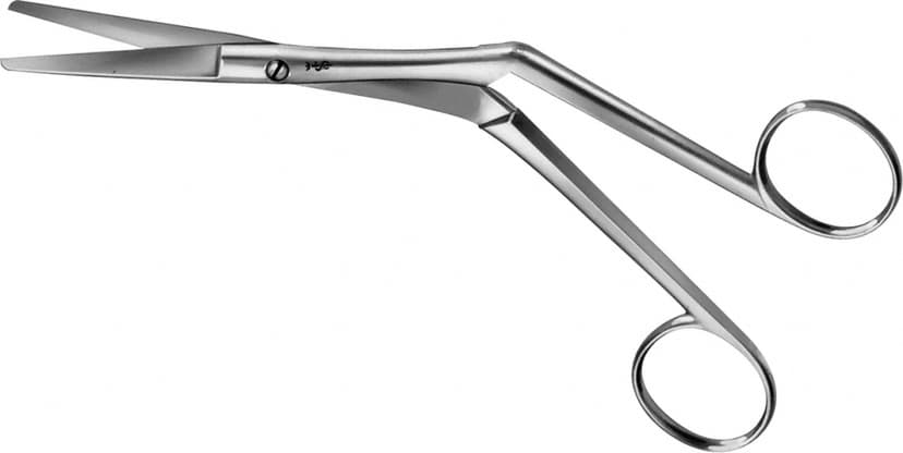 HEYMANN Nasal Scissors, angled, knee bent, blu | B. Braun